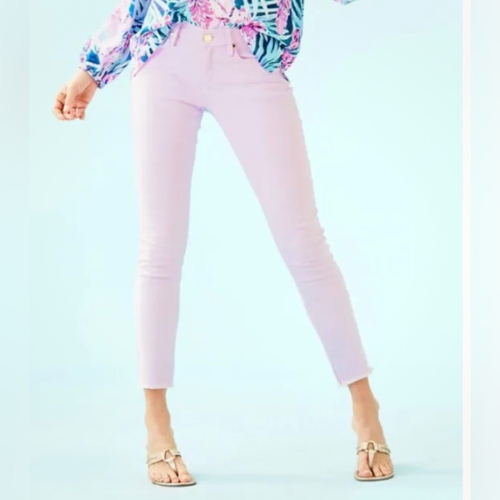$148 Lilly Pulitzer 29 " SOUTH OCEAN SKINNY Jeans Sweet Violet Purple Size 10